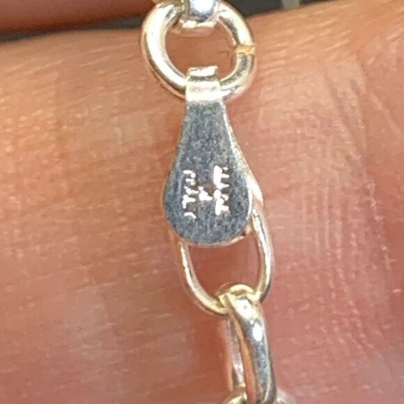 Sterling Silver 925 Oval Link Charm Bracelet Lobster Claw Clasp Size 7" Length - Picture 3 of 8
